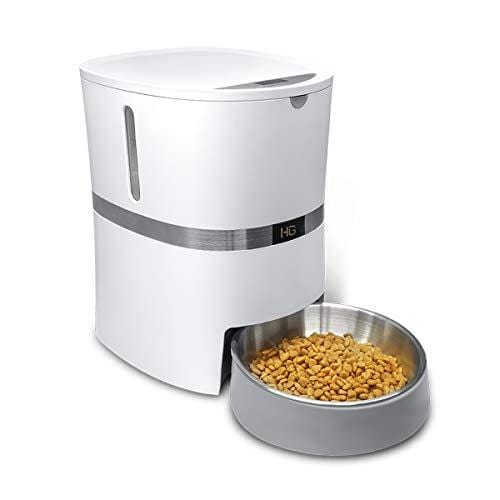 HoneyGuaridan A36 Automatic Pet Feeder, Dog, Cat, Rabbit & Small Animals Food Dispenser with Stainless Steel Pet Food Bowl, Portion Control and Voice Recording - Batteries and Power Adapter Support