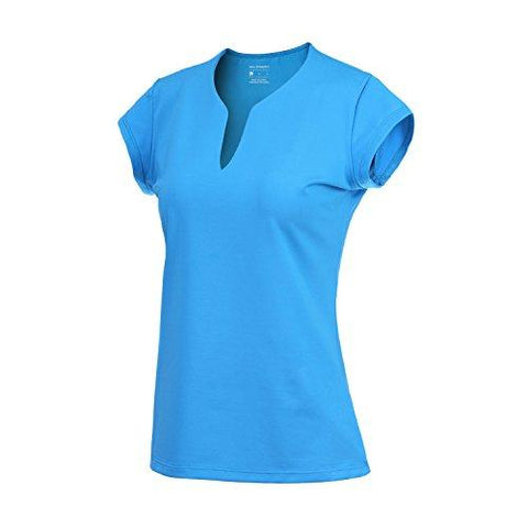 Women's Knit V-Neck Short Sleeve Top,Tennis Shirt (t42,XS,Sky Blue)