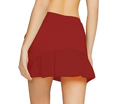 Cityoung Women's Golf Pleated Flat Skort with Pockets L,Valiant Poppy