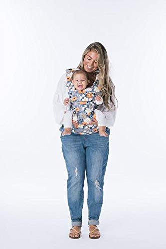 Baby Tula Explore Baby Carrier 7 – 45 lb, Adjustable Newborn to Toddler Carrier, Multiple Ergonomic Positions, Front and Back Carry, Easy-to-Use, Lightweight – French Marigold, Blue-Gray Floral