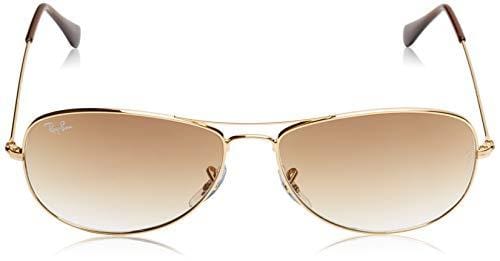 Ray-Ban Cockpit Rectangular Sunglasses, Gold Frame, 59 mm
