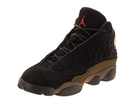 Jordan Nike Kids Air 13 Retro BG Black/True Red/Light Olive Basketball Shoe 6.5 Kids US