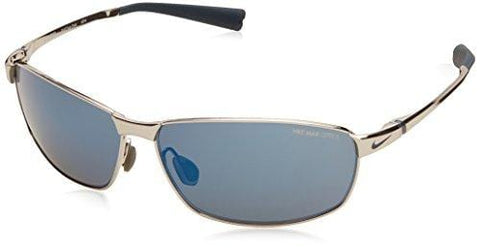 Nike Tour Sunglasses, Chrome/Squadron Blue, Grey with Blue Flash Lens