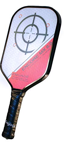 Engage Encore EX 6.0 Pickleball Paddle | USAPA Approved | Textured FiberTEK High Compression Fiberglass Face & ControlPRO II Polymer Core | Standard Weight 7.8 - 8.3 oz | Red | 4 1/4” Grip