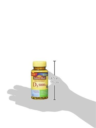 Nature Made Vitamin D3 5000 IU Ultra Strength Softgels Value Size 180 Ct