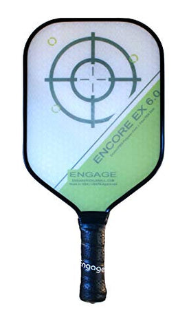 Engage Encore EX 6.0 Pickleball Paddle | USAPA Approved | Textured FiberTEK High Compression Fiberglass Face & ControlPRO II Polymer Core | Standard Weight 7.8-8.3 oz | Green | 4 ⅜” Grip