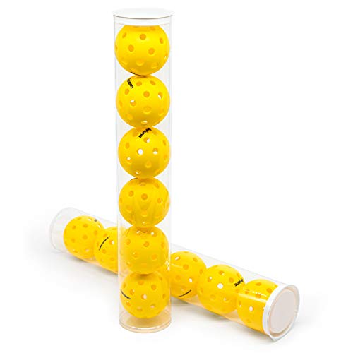Pickleball Ball Set | Professional USAPA Approved for Sanctioned Tournament Play | 40 Holes & Specifically Designed for Outdoor Courts | Yellow, 6 or 12 Balls Pack (Yellow 12 Balls Pack)