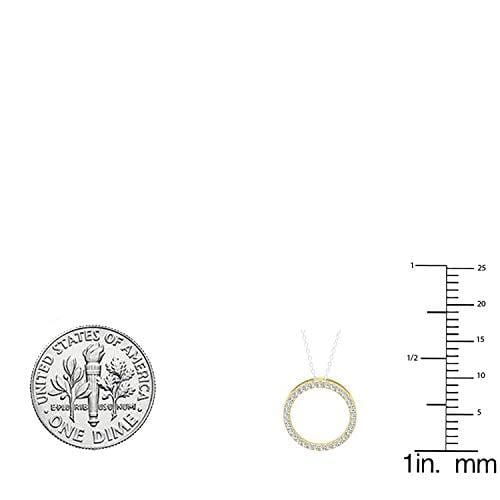 Dazzlingrock Collection 0.10 Carat (ctw) 14K Round White Diamond Circle Pendant 1/10 CT (Silver Chain Included), Yellow Gold