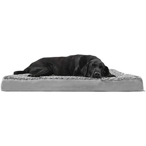 FurHaven Pet Dog Bed | Deluxe Orthopedic Ultra Plush Mattress Pet Bed for Dogs & Cats, Gray, Jumbo