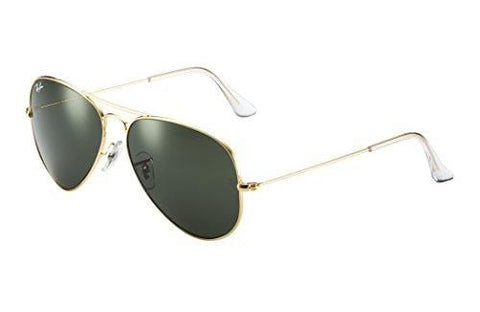 Ray-Ban RB3025 Aviator Sunglasses (55 mm, Gold Metal Frame/Non-Polarized Green G-15 Lens)