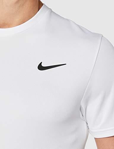 Nike Men's NikeCourt Dri-FIT Tennis Shirt (White/White/Black, Large)