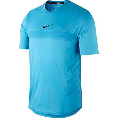 Nike Rafa Court AeroReact Slim Fit Tennis Shirt Blue Size Small 888206-438