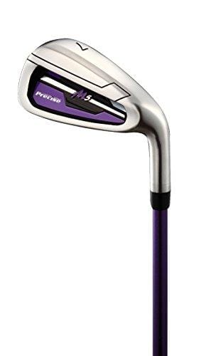Precise M5 Ladies Womens Complete Right Handed Golf Clubs Set Includes Titanium Driver, S.S. Fairway, S.S. Hybrid, S.S. 5-PW Irons, Putter, Stand Bag, 3 H/C's Purple (Right Hand Petite Size -1")