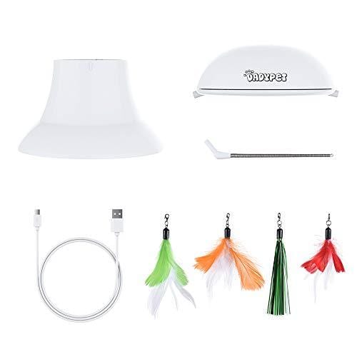 DADYPET Cat Laser Toy, 2 in 1 Automatic Non-Handheld Cat Chaser Toy and Interactive Feather Toy, Auto Rotating Light Cat Chaser Toy for Cats and Dogs