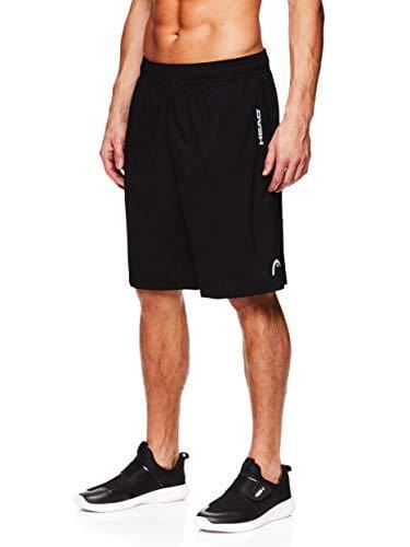 HEAD Men's Break Point Mesh Insert Workout Gym & Running Shorts w/ Elastic Waistband & Drawstring - Break Black, Medium