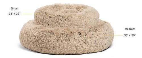 Best Friends by Sheri Calming Shag Vegan Fur Donut Cuddler (23x23) - Small Round Donut Cat and Dog Cushion Bed, Warming and Cozy for Improved Sleep - Prime, Machine Washable - Small Pets Up to 25 lbs