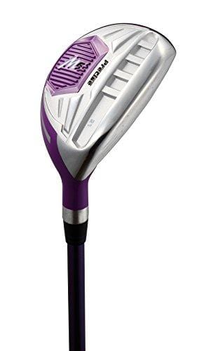 Precise M5 Ladies Womens Complete Right Handed Golf Clubs Set Includes Titanium Driver, S.S. Fairway, S.S. Hybrid, S.S. 5-PW Irons, Putter, Stand Bag, 3 H/C's Purple (Right Hand Petite Size -1")
