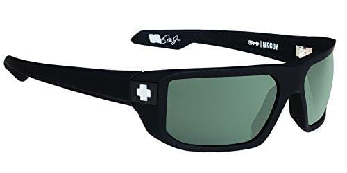 Spy Optic Men's Mccoy Rectangular, Soft Matte Black/Happy Gray/Green, 63 mm