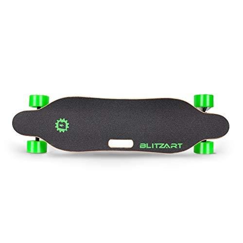 BLITZART Tornado Electric Skateobard Longboard E-Skateboard Motorized Electronic Hub-Motor, 3.5" Wheels, Green