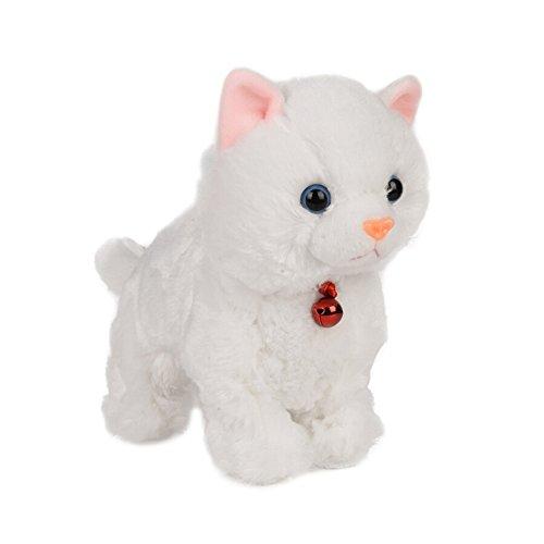 Smalody Plush Cat Walking Pet Sound Control Electronic Cat Interactive Toys Electronic Pets Robot Cat Stand Walk Electronic Toys Best Gift for Girls Baby Children (White)