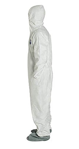 DuPont Tyvek 400 TY122S Individually Packed Disposable Protective Coverall with Elastic Cuffs, Attached Hood and Boots for PPE Vending Machines, White, 2X-Large