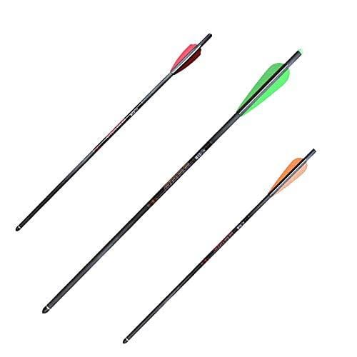 REEGOX 22" Carbon Crossbow Bolts-100% Carbon Crossbow Arrows with Field Point/Moon Nock-6 Pack