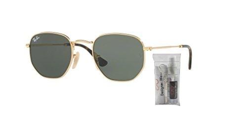 Ray-Ban RB3548N HEXAGONAL 001 54M Gold/Green Sunglasses For Men For Women