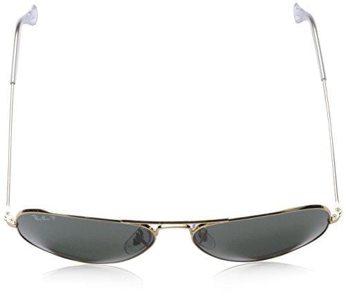 Ray-Ban RB3025 Aviator Large Metal Sunglasses 58 mm, Polarized, Arista Gold/Polarized Crystal Green