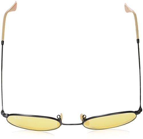 Ray-Ban Men's Round Metal Sunglasses, Matte Black/Yellow Photocromic, 50 mm