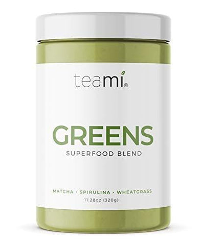 Teami® Greens Veggie Superfood Powder - 30 Servings - 16 Superfoods Including Spirulina, Wheatgrass, Chlorella, Garcinia Cambogia, Acai, and Kale
