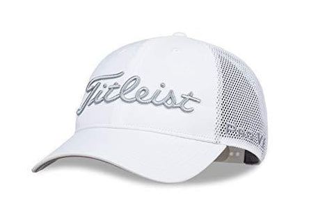 Titleist Men's Tour Performance Mesh Golf Hat, White/Grey