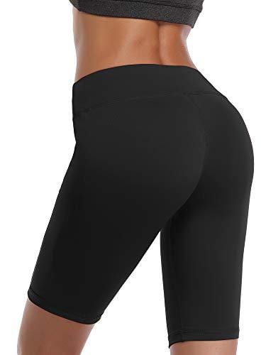 Cadmus Women's 3 Pack Compression Athletic Workout Shorts with Pocket,04,Black,Grey,Blue,Large