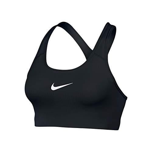 NIKE Women's Swoosh Sports Bra, Black/White, Medium
