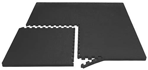 Prosource Fit Extra Thick Puzzle Exercise Mat 1", EVA Foam Interlocking Tiles for Protective, Cushioned Workout Flooring for Home and Gym Equipment, Black