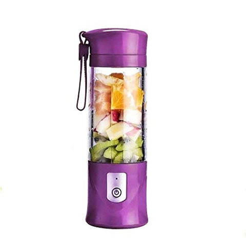 Portable Juicer Blender, USB Travel Juice Cup Baby Food Mixing Machince with Updated 6 Blades with Powerful Motor 4000mAh Rechargeable Battery,13Oz Bottle(purple)