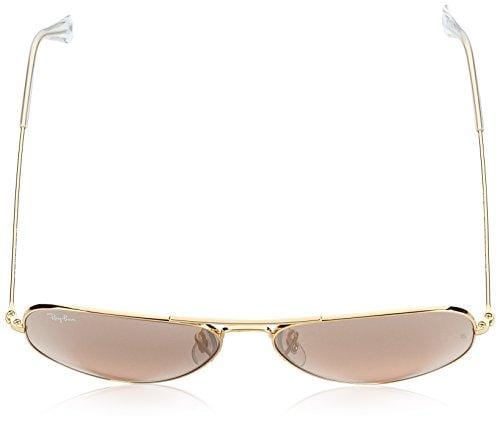 Ray-Ban 3025 Aviator Large Metal Non-Mirrored Non-Polarized Sunglasses, Gold/Silver/Pink Mirror (001/3E), 58mm