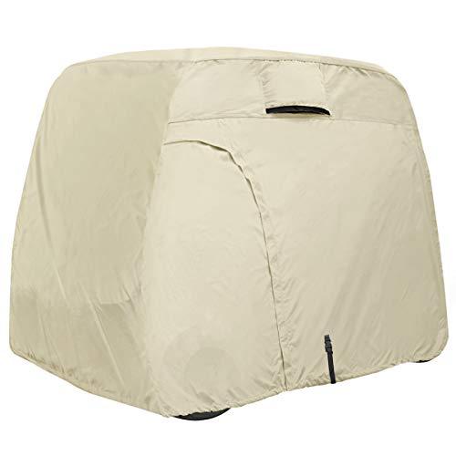 Explore Land 100% Waterproof Golf Cart Cover Universal Fits for 4 Passenger Yamaha Club Cart EZGO Golf Cart (Light Tan)