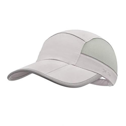 UPF 50 Mens Outdoor Hat Reflective Folding Mens Running Run Sports Sport Hats Summer Cool UV Sun Unstructured Baseball Cap Caps Light Quivk Dry Breathable Travel Golf Hat Hats for Men Women Light Gray