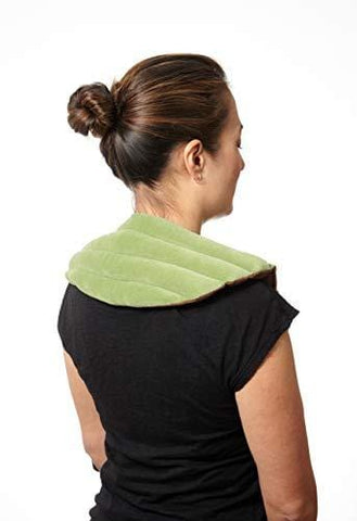 Dreamtime Spa Comforts Microwaveable Shoulder Wrap with Aromatherapy, Neck Shoulder Relaxer, Hot or Cold Neck Wrap Lavender and Peppermint Herbal Stress Relief, Green/Brown