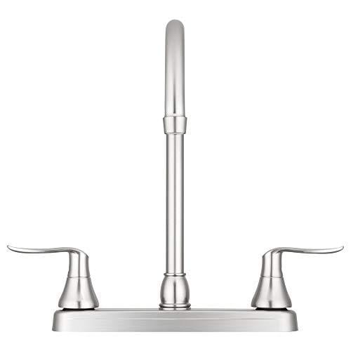 Dura Faucet Elegant J-Spout RV Kitchen Faucet - Brushed Satin Nickel - for Motorhomes, 5th Wheels, Trailers, and Campers - New 2019 Model