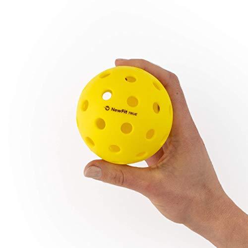 NewFit True Pickleball Balls | Premium Outdoor Pickleballs l Durable and Quiet Yellow Colored Outside Pickleballs | Pickleball Ball Bag Included (Yellow 12-Pack)