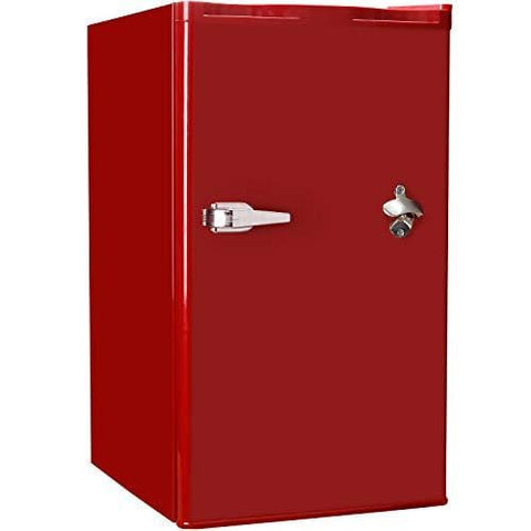 Tavata Compact Refrigerator - 3.2 Cu Ft Countertop Single Door Mini Fridge with Bottle Opener,Freezer,Handle and Reversible Door,Small Drink Chiller for Home, Office,Dorm or RV(Red)