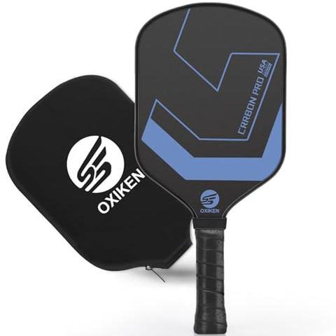 OXIKEN 16 mm Pickleball Paddles, 2023 USAPA Approved T700 Carbon Fiber Pickle Ball Paddle (CFS), High Grit & Spin, Honeycomb Core, 5.5” Elongated Handle, Anti Slip Sweat Absorbing Grip with Cover Case