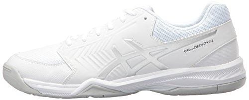 ASICS Men's Gel-Dedicate 5 Tennis Shoe, White/Silver, 10.5 M US