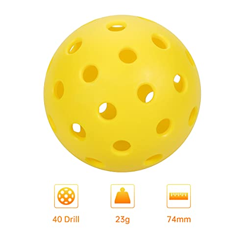 VANSHINIEER 40 Holes Outdoor Pickleball Balls Design for Tournament Play and Practice (3 Pack)