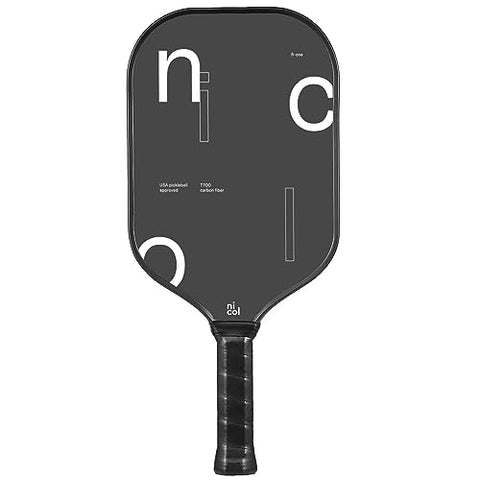R-One Elongated Carbon Fiber Pickleball Paddle - 2023 Pickleball Racket with Long Handle - T700 Raw Carbon Fiber - Frosted Spin Surface - USAPA Approved by Nicol Pickleball (Design 1)