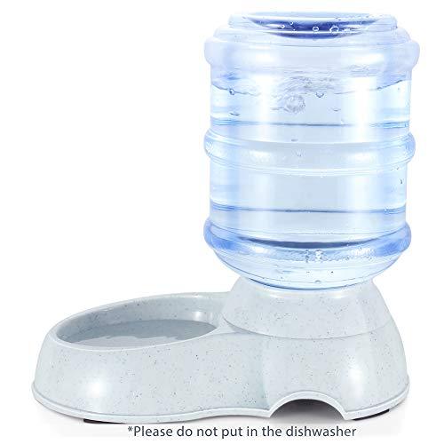 Flexzion Pet Water Dispenser Station, Self Replenish Pet Waterer Automatic Gravity Fed Drinking Fountain Stand with Antimicrobial Microban Plastic for Dog Cat Animal - (1 Gallon)