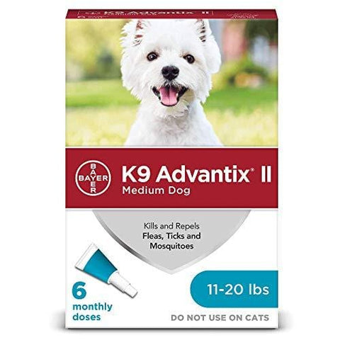Flea and tick prevention for dogs, dog flea and tick treatment, 6 doses for dogs 11-20 lbs, K9 Advantix II