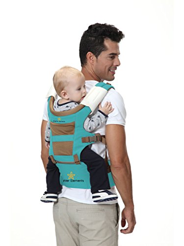 Brighter Elements Ergonomic Baby Carrier with Hip Seat – 5 Positions to Carry Your Newborn, Infant, or Toddler – Safe and Comfortable for Child and Moms, Dads – Great Baby Shower Gift