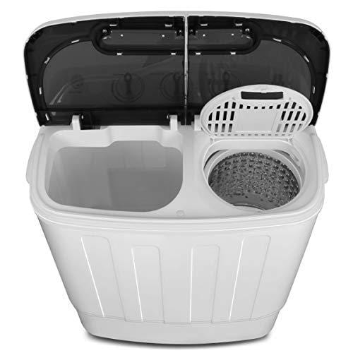 SUPER DEAL Portable Compact Mini Twin Tub Washing Machine w/Wash and Spin Cycle, Built-in Gravity Drain, 13lbs Capacity For Camping, Apartments, Dorms, College Rooms, RV's, Delicates and more